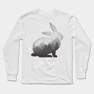 Dramabite Rabbit Bunny Hare Double Exposure Surreal Wildlife Animal Long Sleeve T-Shirt